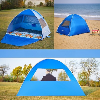  DSVIMOY Beach Tent, Sun Shelter For 3/4 Person, Portable Beach Umbrella Cabana, Blue, 78.7"*51.1"*51.2"