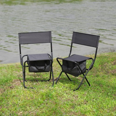  KTMBDW Portable Camping Chair, Cushioned Seat & Back With With Storage Pockets, Outdoor Camping, Picnics And Fishing