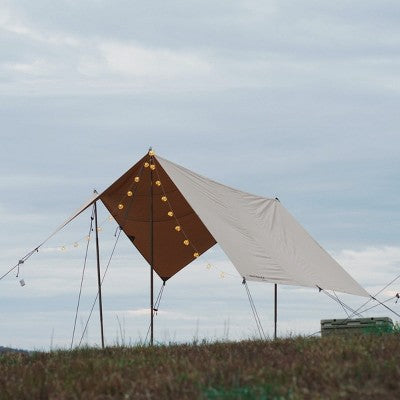  WHITE DUCK Sunshade Tarp – DYNATEK Canvas Outdoor Shelter With Poles, Ropes & Carry Bag – Water-Repellent, Weatherproof Shade Cover