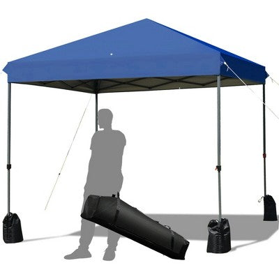  Costway 8x8 FT Pop Up Canopy Tent Shelter Wheeled Carry Bag 4 Canopy Sand Bag