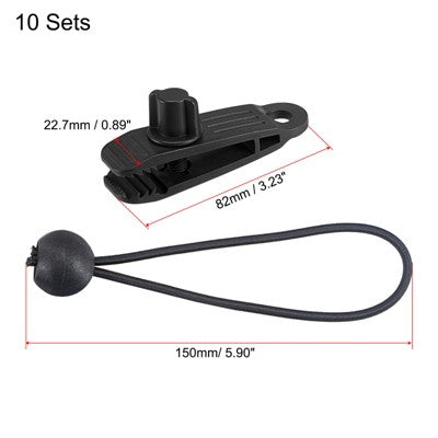  Unique Bargains Ball Elastic Cords With Tarp Clamps Kit 6 Inch Lock Grip Rope Screw Clips For Camping Tent Canopy Awning Black 10in1 Set