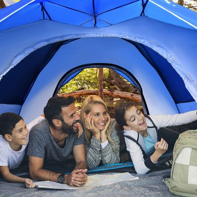  Costway 4 Person Instant Pop-up Camping Tent 2-in-1 Double-Layer Waterproof Tent