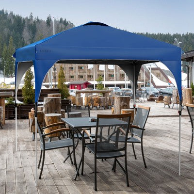  Tangkula Pop-up Canopy Tent 10’ X 10’ Height Adjustable Commercial Instant Canopy W/ Portable Roller Bag Blue/ White/ Grey