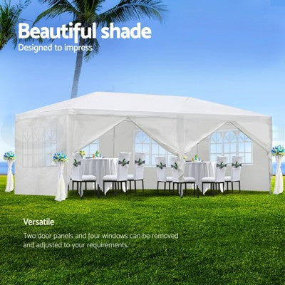  10'x30' Party Tent, Outdoor Wedding Tents With 8 Removable Sidewalls, Gazebo Shelter For Parties, Waterproof Canopy Tents, BBQ Events Tent, White