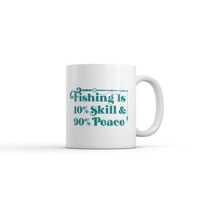  Crazy Dog Fishing Is 10 Percent Skill 90 Percent Peace Mug Funny Sarcastic Fisher Graphic Novelty Coffee Cup-11oz