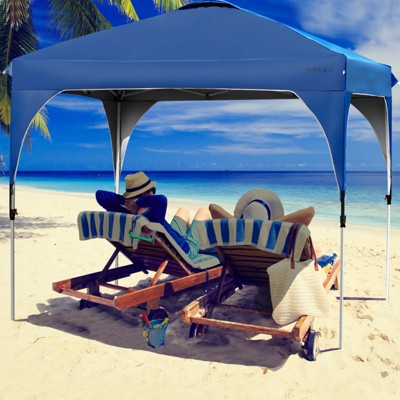  Tangkula Pop-up Canopy Tent 10’ X 10’ Height Adjustable Commercial Instant Canopy W/ Portable Roller Bag Blue/ White/ Grey