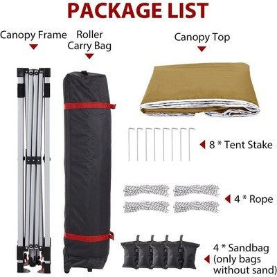  Outdoor Tent, Portable Coating Tent 10 X 10 Ft, Picnic Tent, Folding Canopy Tent With Hand Bag, Waterproof Windproof UV Protection Tent, Khaki