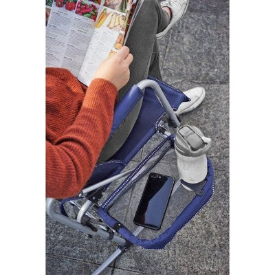  Zenithen Rocking Director Folding Chair With Side Table, Navy Blue