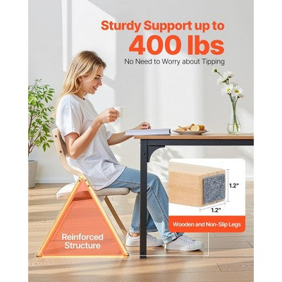  VEVOR Wooden Folding Chairs With Cushion, Set Of 2, Portable Foldable Cushion Chair With Wooden Frame, Modern Padded Dining Chair, Beige