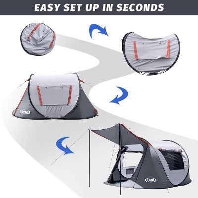  Anybear 3 Person Pop-up Tent Gray With 2 Doors For Camping Hiking