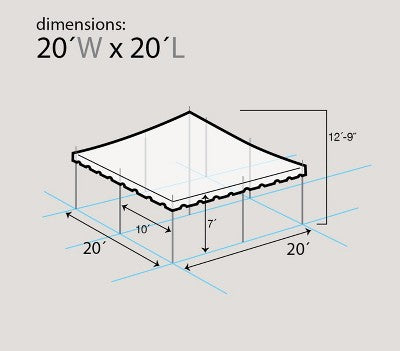  Party Tents Direct Weekender Outdoor Canopy Pole Tent, White, 20 Ft X 20 Ft
