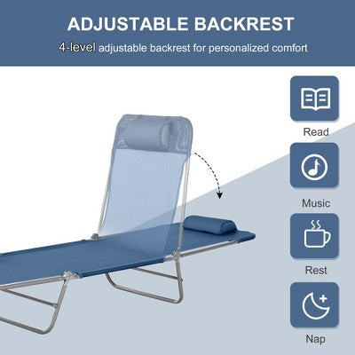  PAGED Folding Camping Chairs Pool Sun Tanning Chairs With 6-Position Reclining Back For Camping, Garden, Pool, Patio