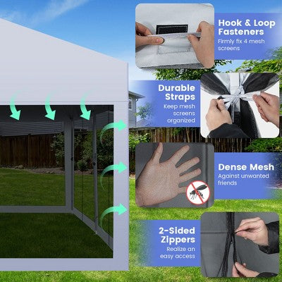  Costway 10x20ft Pop-Up Canopy Party Tent Sidewalls Portable Garage Car Shelter Wheeled
