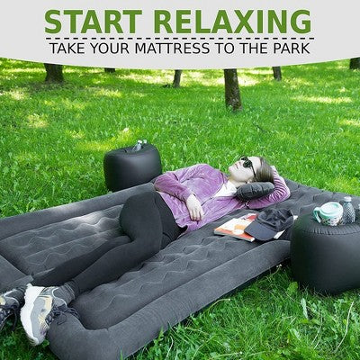  Zone Tech Car Trunk Inflatable Air Mattress - Air Pump Flocking Back Seat Mattress Bed With 2 Inflatable Pillows For Travel Camping Family Outing