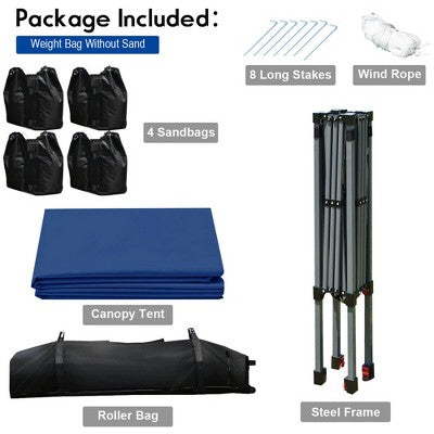  Costway 8x8 FT Pop Up Canopy Tent Shelter Wheeled Carry Bag 4 Canopy Sand Bag