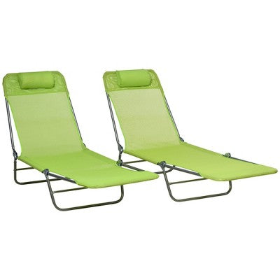  PAGED Folding Camping Chairs Pool Sun Tanning Chairs With 6-Position Reclining Back For Camping, Garden, Pool, Patio