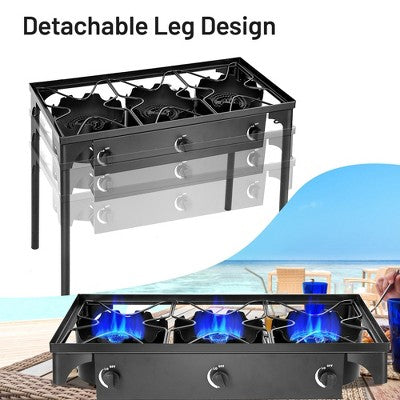  Tangkula Outdoor 3-Burner Stove High Pressure Propane Gas Camp Stove 225,000 BTU
