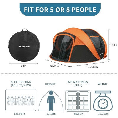  MaseiKar Camping Instant Pop Up Tent, 8 Person, Water Resistant Dome, Easy Setup For Camping Hiking And Outdoor, Portable With Carry Bag, 3 Season