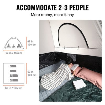  VEVOR Truck Bed Tent, 5.5'-6' Pickup Truck Tent With Rain Layer And Carry Bag, Waterproof PU2000mm Double Layer Truck Tent For Camping, Gray