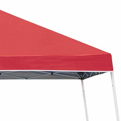  Z-Shade Angled Leg Canopy Tent With Push Button Locking System And 4 Pack Of 5 Pound Plastic Concrete Filled Leg Weight Plates, Red