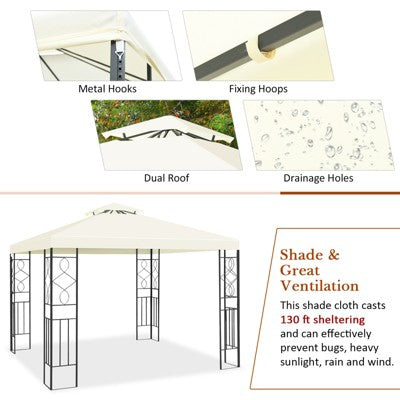  Tangkula 2-Tiers 10'x10'Outdoor Canopy Gazebo Art Steel Frame Party Patio Large Canopy Gazebo W/Netting
