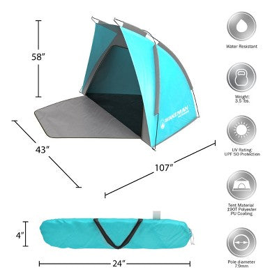  Leisure Sports Lightweight Pop-Up Beach Tent Sun Shelter - Turquoise