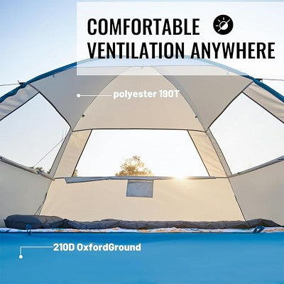  Boersma Beach Tent – UPF 50+ Sun Protection, Fits 3 People. Portable, Easy Setup Cabana For Beach, Park, Or Outdoor Shade Anywhere.