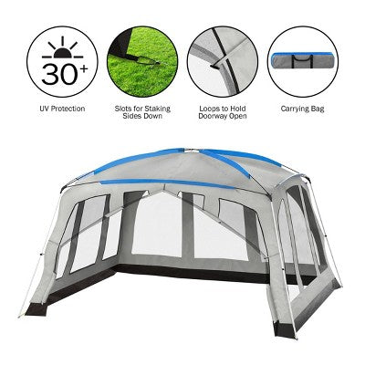  Leisure Sports Enclosed Screen Tent With UV-Resistant Canopy And Carry Bag - Gray And Blue
