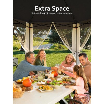  Garvee 13x13FT Pop Up Gazebo Screen Tent, Hexagonal Instant Gazebo Tent With Mosquito Netting Outdoor Canopy,6 Sided Sun Shelter
