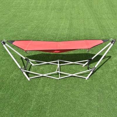  Costway Red Portable Folding Hammock Lounge Camping Bed Steel Frame Stand W/Carry Bag