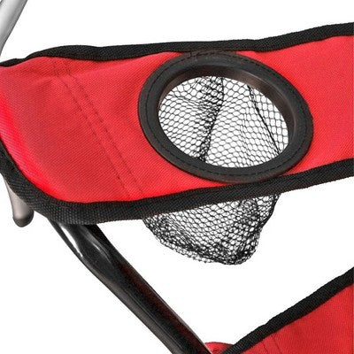  GoTeam Double Folding Camping Chair Set With Shade Umbrella, Cooler, And Carrying Bag For Camping, Beach Lounging, Tailgating, And More, Red