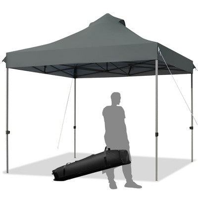  Costway 10' X 10' Portable Pop Up Canopy Event Party Tent Adjustable W/Roller Bag White/Blue/Grey