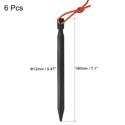  Unique Bargains Tent Stakes Y-Beam Camping Pegs With Pull Rope Aluminum For Tarp 6 Pcs