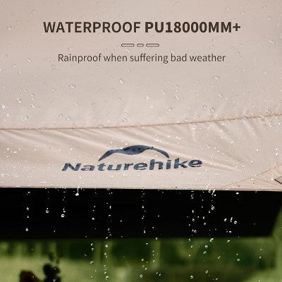  Naturehike Camping Tent Tarp With Poles, Waterproof PU 18000mm+, Anti-UV UPF2000+ Camping Sun Shelter Rain Fly, Camping Tent Canopy For Outdoor Party