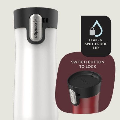  Contigo AUTOSEAL West Loop Vacuum-Insulated Stainless Steel Mug With Easy-Clean Lid, 20 Oz, Goji Berry Frosted Pearl & Salt Frosted Pearl, 2-Pack