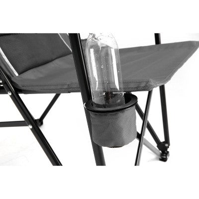  DOMETOUR High Back Heavy Duty Lawn Chair Support 250LBS, Portable Collapsible Chair With Cup Holder -Grey