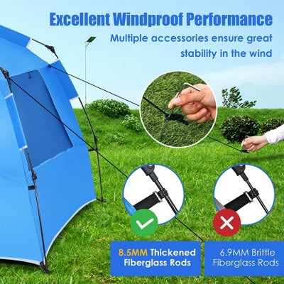  Costway 3-4 Person Easy Pop Up Beach Tent UPF 50Plus Portable Sun Shelter Orange/Blue