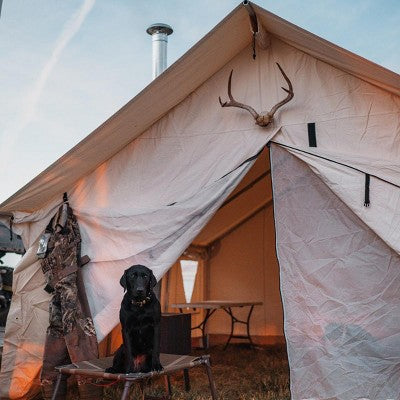  White Duck Alpha Canvas Wall Tent With Stove Jack & Frame, 4-Season Water Repellent Camping Tent, DYNA DUCK Fabric