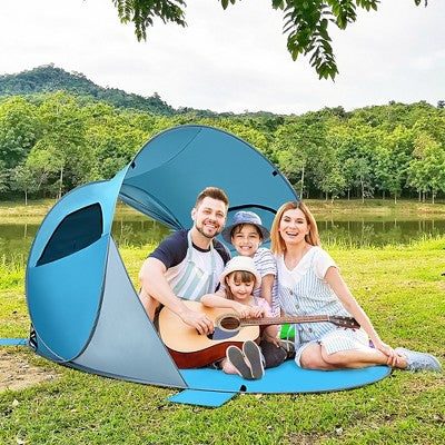  Costway Pop Up Beach Tent Anti-UV UPF 50 Plus Portable Sun Shelter For 3-4 Person