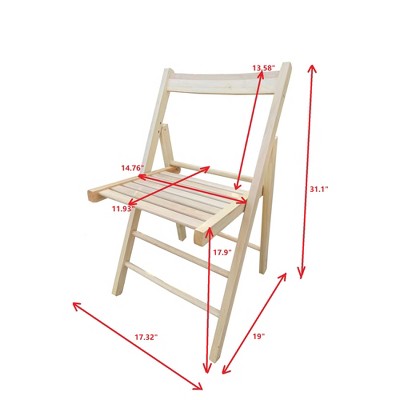  Sevobal Outdoor Portable Chairs 2 Piece Slatted Wood Folding Chair Set For Kitchen Special Events Outdoor Backyard Garden, Beige, 15.6"*22.8"*31"