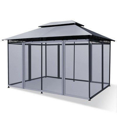 Costway 2-Tier 10'x13' Steel Gazebo Canopy Tent Shelter Patio Garden Outdoor Netting