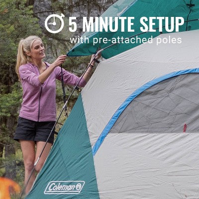  Coleman 7' Skydome Camping 2 Person Family Tent - Evergreen