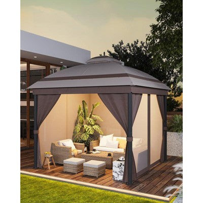  10x10 FT Outdoor Gazebo Tent With Mosquito Netting – Quick Setup Canopy Shelter With 110 Sq.ft. Shade And Storage Bag