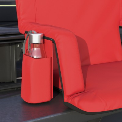  Emma And Oliver Extra Wide Portable Stadium Chair With Reclining Padded Back & Seat, Lightweight Metal Frame With Armrests & Backpack Straps
