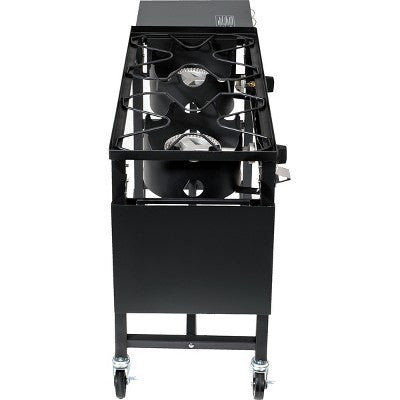  Barton 58,000 BTU Outdoor Double Burner Stove Camping Propane Folding Cook Cooking Station Stand BBQ Grill, Black