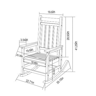  Gulches Outdoor Portable Chairs - Oversized White Rocking Chair With Wood-Texture, All-Weather Porch Rocker