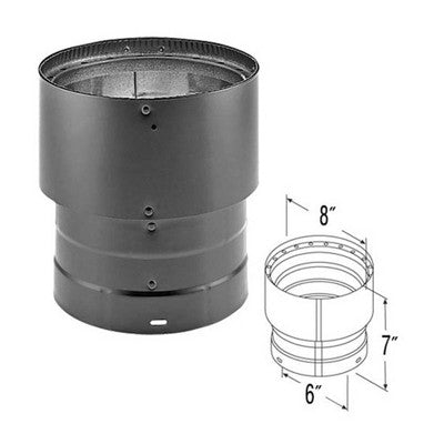  DuraVent DVL 6DVL-X8 Double Wall Interior Stove Pipe Increaser To Vent Smoke & Exhaust, 6 Inch Diameter To 8 Inch Diameter Connection, Black