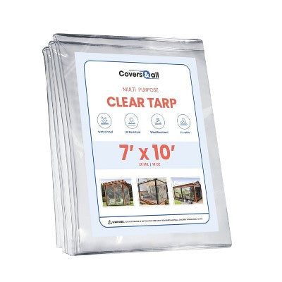  Covers&All Heavy Duty Multipurpose Clear Tarp With Grommets, Waterproof 20mil Vinyl Material Designed For Indoor Or Outdoor Use