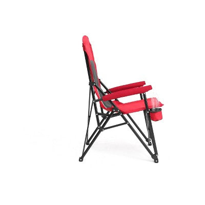  DOMETOUR High Back Heavy Duty Lawn Chair Support 250LBS, Portable Collapsible Chair With Cup Holder -Red