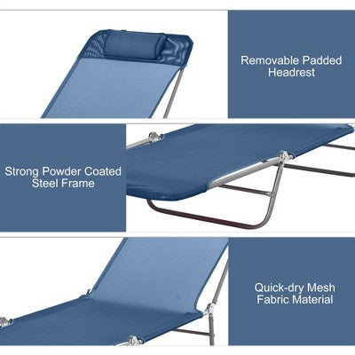  PAGED Folding Camping Chairs Pool Sun Tanning Chairs With 6-Position Reclining Back For Camping, Garden, Pool, Patio